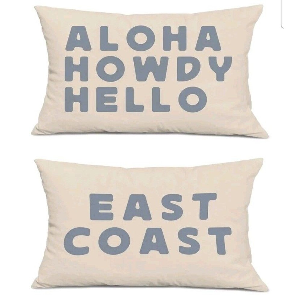 Set of 2 Coastal Cowgirl Western Pillow Covers 20x12 East Coast Aloha Room Decor